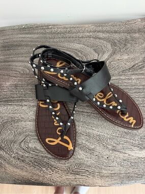 Sam Edelman Black Studded Wrap Gladiator Sandals